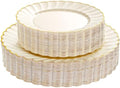 YOUBET 60PCS Ivory Scalloped Plastic Plates for Wedding Party by YOUBET