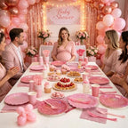 Pink Iridescent Party Tableware for 40 Guests, Holographic Paper Plates - Image 6