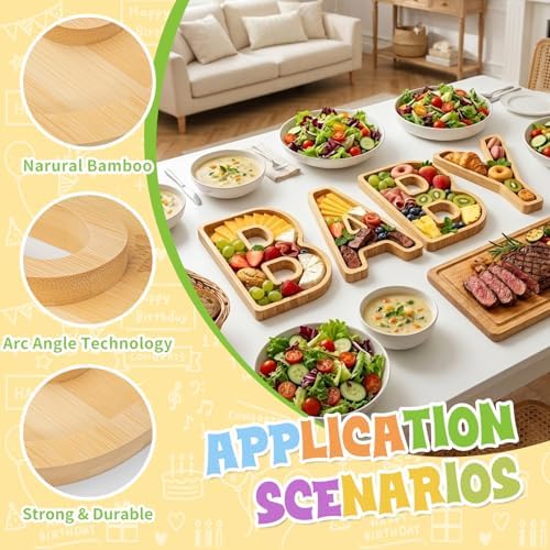4PCS Baby Charcuterie Board Letters-(with 14 Balloons) Fillable Letter Food Serving Tray for Party Desserts Container Fruit Platter,Reusable for Baby Shower Gender Reveal Birthday Party Décor - Image 5
