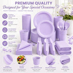 Tinybee 352 Pcs Lilac Plastic Plates, Disposable Dinnerware Set for 50 - Image 4