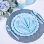 LIYH 350Pcs Light Blue Scalloped Party Plates Set for Boy Baby Shower - Image 6