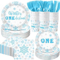 Pickmesh 400 Pcs Blue Winter Onederland Birthday Plates Cups and Napkins by Pickmesh