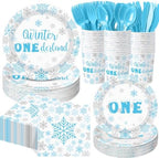 Pickmesh 400 Pcs Blue Winter Onederland Birthday Plates Cups and Napkins by Pickmesh