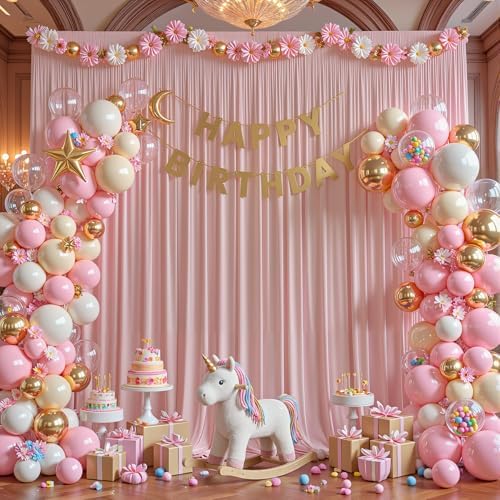 10x10ft Dusty Rose Backdrop Curtains for Wedding Parties Wrinkle Free Photo Backdrop Drapes for Photography Birthday Baby Shower Soft Fabric Party Backgournd for Photoshoot 5x10ft, 2 Panels - Image 3