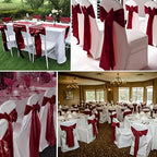 fani Burgundy Satin Chair Straps Bows,60 PCS 7x108 Inch,Chair Sash - Image 6