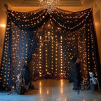 30×10ft Black Tulle Backdrop Curtain with Lights String for Parties, Sheer Curtain Backdrop Drapes for Wedding Party Photography Background - Image 2