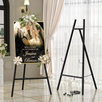 Black Metal Easel Stand for Sign,Heavy Duty Art Easel with Adjustable Chain,Tripod Structure,4-Level Height—Easels for Wedding Welcome Sign Holder,Baby Shower Poster,Birthday Party,Posters by GTSABWAY