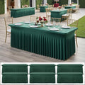 6 pk Hunter Green Spandex Tablecloth 8ft With Ruffle Table Skirt, Wrinkle Free Stretchy Fitted Tablecloths for 8 Foot Rectangle Tables, Elastic Spandex Table Covers for Weddings Parties Banquet Craft by ENJOYYOURPARTY