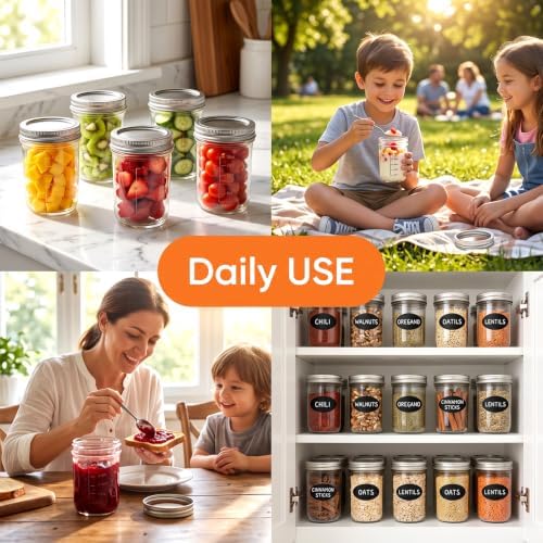 Accguan 8oz Mason Jars,24 Pack Regular Mouth Glass Jars with Separable Lids - Image 6