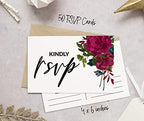 RSVP Postcards (Set of 50) 4"X6" Blank with Mailing Side,RSVP Reply Response Cards for Wedding Burgundy Floral Print Return Cards - Image 3