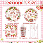 350PCS Strawberry Baby Shower Decorations for 50 Guests - Image 2
