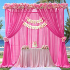 20ft x 10ft Hot Pink Backdrop Curtains, Wrinkle-Free Sheer Chiffon Fabric Photo Backdrop Drapes for Wedding Arch Party Ceremony Stage Photography Decorations - Image 4