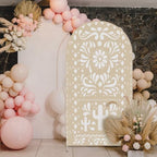 Withu Mexico Beige Arch Backdrop Cover for Baby Shower Mexican Talavera Fiesta Wedding Bridal Shower Baptism Birthday Party Arched Wall Decoration Doubleside Banner Background 3.3x6ft - Image 2