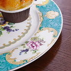 fanquare 10 Inch Blue Vintage Floral Porcelain Cake Stand - Image 6