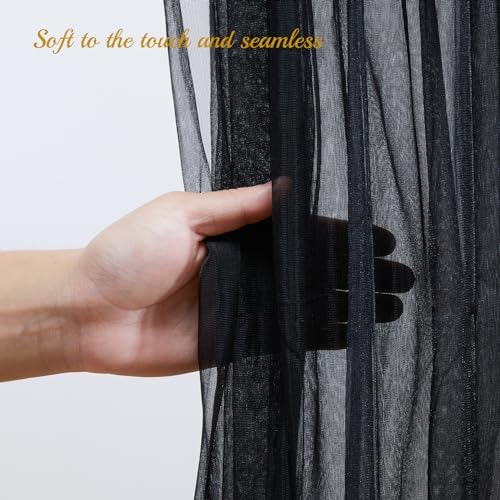 30x10ft Black Tulle Backdrop Curtain with Lights String for Parites, Sheer Backdrop Curtains for Wedding Baby Shower Birthday Party Photo Shoot Decorations - Image 6