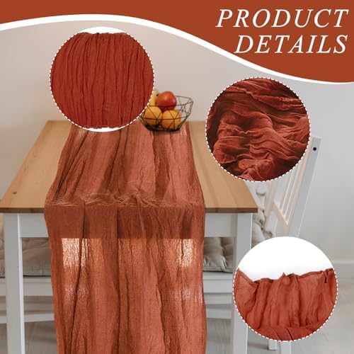 6 Pack Cheesecloth Table Runner 10Ft Christmas Gauze Boho Table Runners for Wedding Decor Bridal Shower Decorations Baby Shower Party(35" x 120") - Image 3