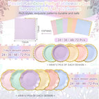 216 Pcs 72 Guests Pastel Plates and Napkins Party Supplies - Image 2