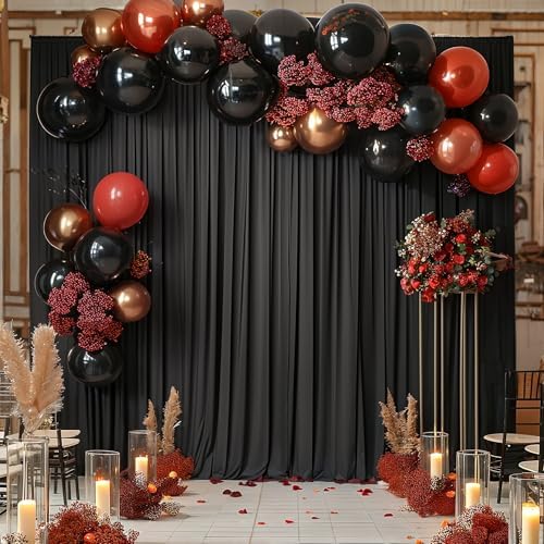Black Backdrop Curtain 10x10ft - Wrinkle Free Polyester Photo Curtain Backdrop Wedding Back Drop Fabric Drapes for Party Decorations Background for Photography - Image 2