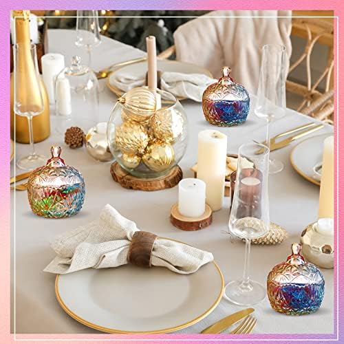 Tanlade 8 Pcs Glass Candy Jar with Lids Crystal Decorative Small Candy Dish Apothecary Jar with Lids Covered Glass Bowl Cute Jewelry Box Cookie Snack for Home Party Wedding (Colored) - Image 5