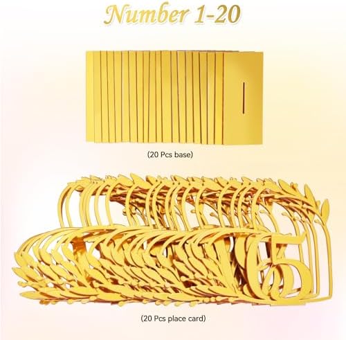 Wedding Table Numbers 1-20, Gold Heart Design with Leaf Detail, Freestanding Metal Table Decor - Image 3