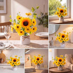 Zeyune Artificial Sunflower Potted Plants Rustic Wedding Table Centerpieces Summer Spring Kitchen Silk Yellow Flower with Plastic Pot for Home Bathroom Office Bridal Shower(12 Pcs,White,Daisy) - Image 4