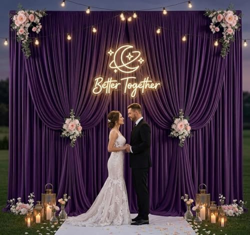 10ft x 10ft Purple Backdrop Curtains for Parties, 2 Panels 5ft x 10ft Wrinkle-Free Drapes for Lavender Wedding Bridal Shower Halloween Baby Shower Girl Birthday Princess Photo Background - Image 4