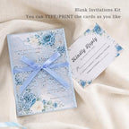 50 Set Wedding Invitations with Envelopes and Rsvp Cards Baby Blue - Image 3