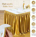 21ft Gold Satin Table Skirt for Rectangle & Round Table Teacher Desk Skirt - Image 5