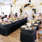Spandex Tablecloth 6FT Rectangle Table Cover 12 Pack Black Wrinkle-Free - Image 4