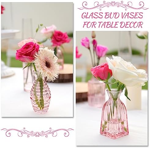 Pink Glass Bud Vases in Bulk 24 Pink Vase Small Vases for Decor - Image 4