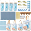 46Pcs Baby Shower Prizes for Game Winners Gifts Wedding Bridal Shower Gifts Including Glass Cans Notebooks Soy Candles Hair Clips for Baby Shower Wedding Bridal Shower Game Prizes (Blue, 4 Sets) by Rigibright