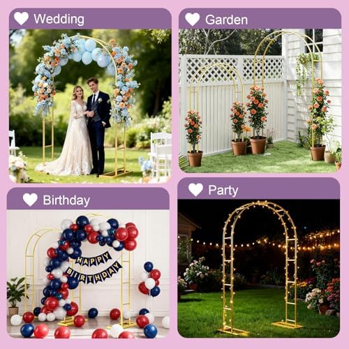 2 Pack Metal Wedding Arch (6 ft, 7.2 ft) Backdrop Stand with Base - Image 6