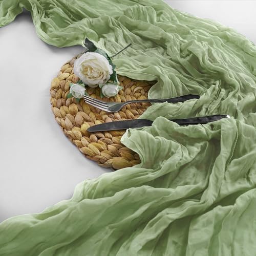 15 Pack Sage Green Cheesecloth Table Runner 9FT Rustic Sheer Table Runners 17x108 Inch Gauze Boho Runner for Wedding Bridal Baby Shower Birthday Party Table Decorations - Image 5