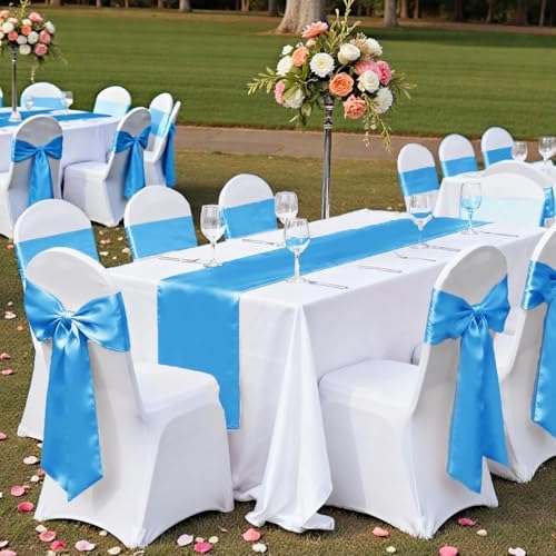MDS® Pack of 150 Satin Chair Sashes for Wedding & Events – Blue - Image 6