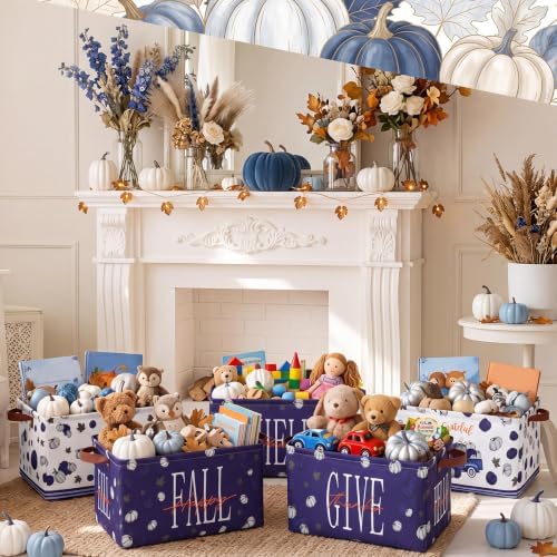 CHENGU 6 Pack Fall Storage Bins Collapsible Autumn Pumpkin Baskets for Gift - Image 6