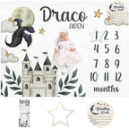 Personalized Baby Milestone Blanket for Boys Girls Baby Month Blanket- First Year Calendar Monthly Growth Chart - Dinosaur Halloween Birthday Gifts for Infant Todder(FixedSize) by Dyoart