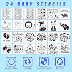 Bibs Bodysuits Baby Shower Game Sign Set Newborn Onesies Feeder Gift Fabric Marker Stencils Kit - Image 5