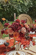 Serwalin Artificial Fall Flowers, Burgundy Orange Silk Flowers for Wedding - Image 3