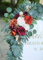 Artificial Burnt Orange Wedding Arch Flower Floral Swags Set of 2 - Image 4