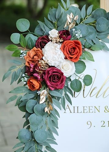 Artificial Burnt Orange Wedding Arch Flower Floral Swags Set of 2 - Image 4