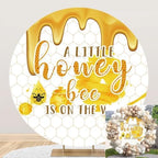 Leyiyi 6x6ft Little Bee Baby Shower Round Backdrop Cover A Little Bee is on The Way Baby Shower Party Decorations Banner Cute Honey Bee Honeycomb Round Background for Gender Reveal Birthday Party by Leyiyi