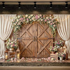 10x10ft Wedding Backdrop Rustic Floral Flower Wooden Wall Backdrop Bridal Baby Shower Ceremony Photography Background Shabby Chic Countryside Western Anniversary Wedding Party Birthday Photo Prop - Image 2