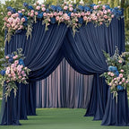 20ftx15ft Navy Blue Backdrop Curtain for Parties, Wrinkle Free Polyester 4 Panels 15 ft Long Photo Backdrop Drapes Back Drop Cloth Drapery for Wedding Birthday Party Photography Background - Image 3