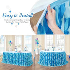 leegleri 6FT Tulle Ruffle Curly Willow Table Skirt for Rectangle or Round Tables, Under The Sea Ocean Blue Baby Shark Themed Tutu Table Skirt for Baby Shower, Birthday Party - Image 4