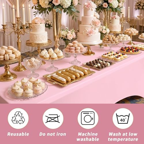 Fixwal 6 Pack 6FT Pink Tablecloth Rectangle Spandex Fitted Table Cover - Image 6