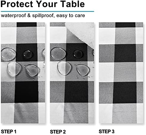 Hiasan Checkered Tablecloth Rectangle 2 Pack 52 x 70 inch, Black and White - Image 2