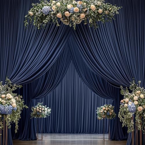 10 Panels 5x15ft Backdrop Curtains for Parties, Wrinkle Free Polyester Navy Blue Photo Backdrop Drapes 15 ft Long Back Drop Cloth for Wedding Birthday Photography Background Party - Image 3