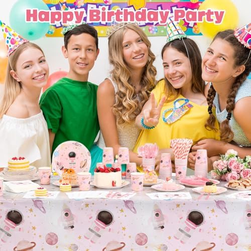Potchen 452 Pcs Space Plates Napkins Party Supply, Light Pink - Image 6