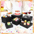 6 Pack Black Wooden Buffet Risers Display Stands,Wooden Stackable Display Box Rustic Cupcake Display Stand for Dessert Wedding Birthday Baby Shower Christmas Village Party Decoration - Image 6