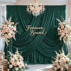 10FT x 15FT Wrinkle-Free Forest Green Backdrop Curtains for Wedding, 2 Panels Hunter Green Fabric Photo Background Drapes for Wedding Reception, Birthday, Bridal & Baby Shower Decorations Photography - Image 3
